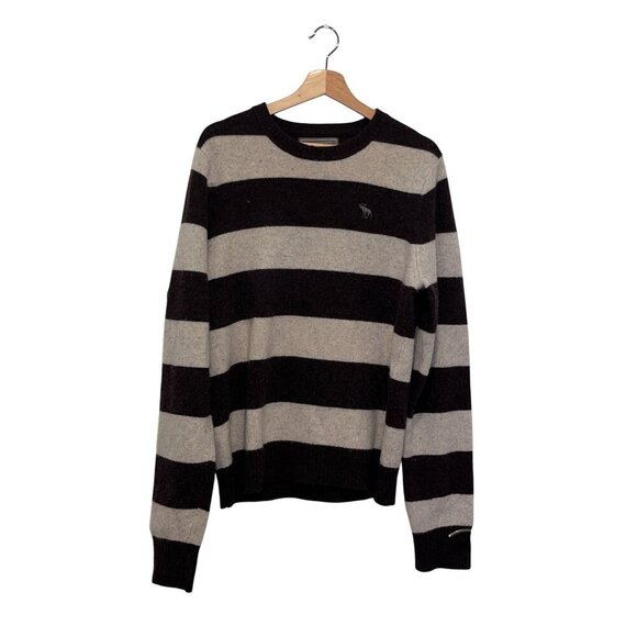 Abercrombie & Fitch Striped Cashmere Blend Crewneck Men's Sweater Size L - Picture 1 of 14